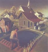 Grant Wood Spring in Town Norge oil painting reproduction
